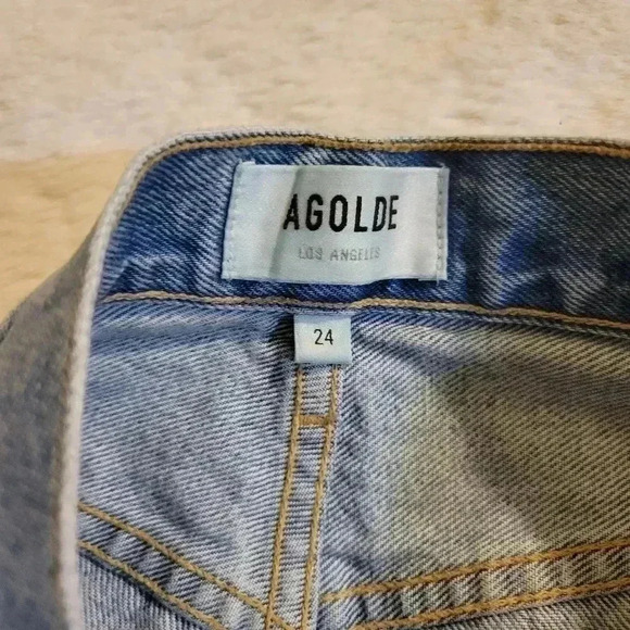 Agolde 90s Fit Button Fly Mid Rise Distressed Loose Fit Jeans Women 24 A069c-811 - Picture 9 of 12